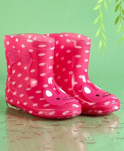 red polka dot rain boots