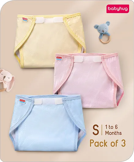 Babyhug Waterproof Nappy Small Size Set of Yellow Pink Blue Online in  India, Buy at Best Price from 3279417