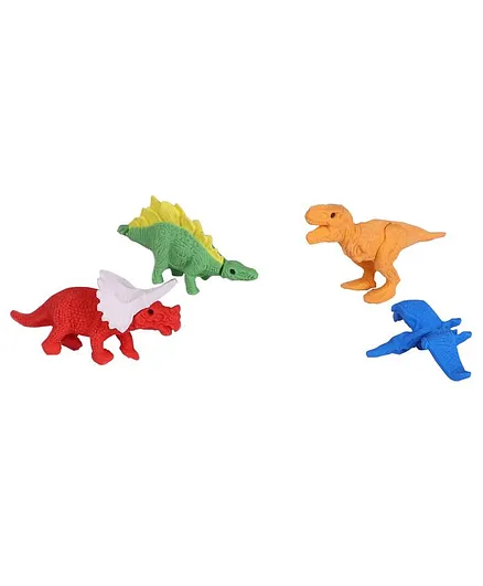 Funcart Dinosaur Shaped Erasers Pack of 4 - Multicolor 