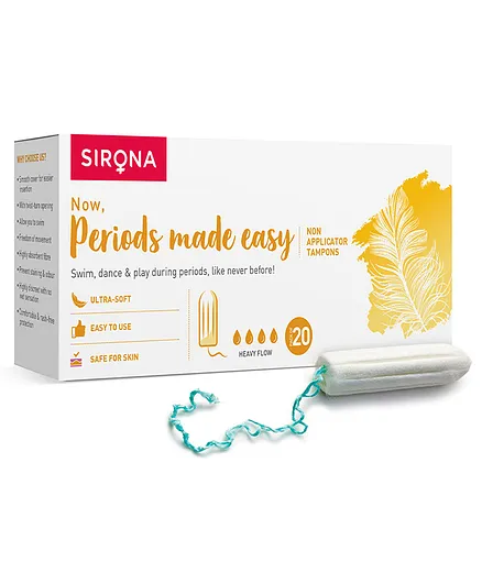 Sirona FDA Approved Non Applicator Tampons for Heavy Flow - 20 Pieces