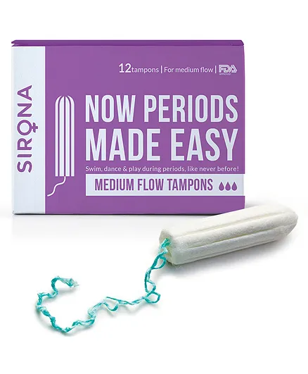 Sirona FDA Approved Non Applicator Tampons for Regular Flow - 12 Pieces
