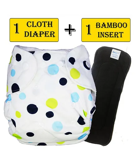 Babymoon Free Size Reusable Cloth Diaper with Insert - White
