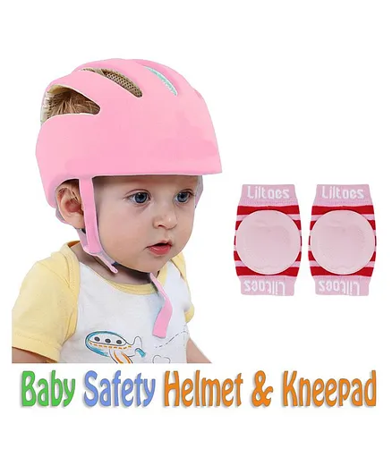Liltoes Baby Safety Helmet & Knee Pads - Pink
