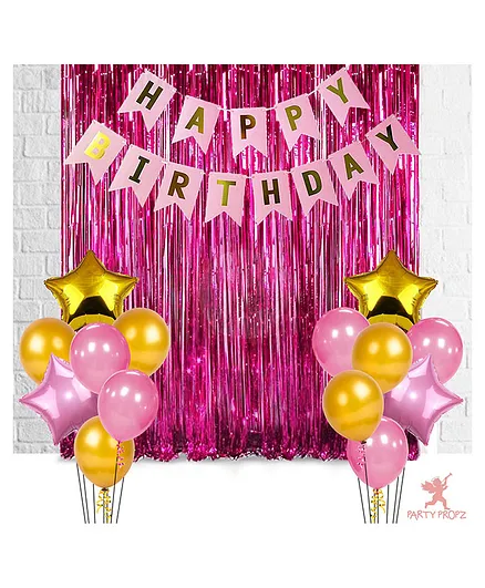 Party Propz Birthday Decoration Combo Pack of 17 - Pink