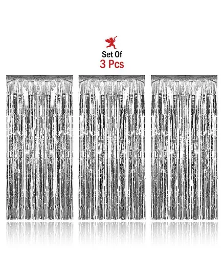 Party Propz Silver Foil Curtain - Pack of 3