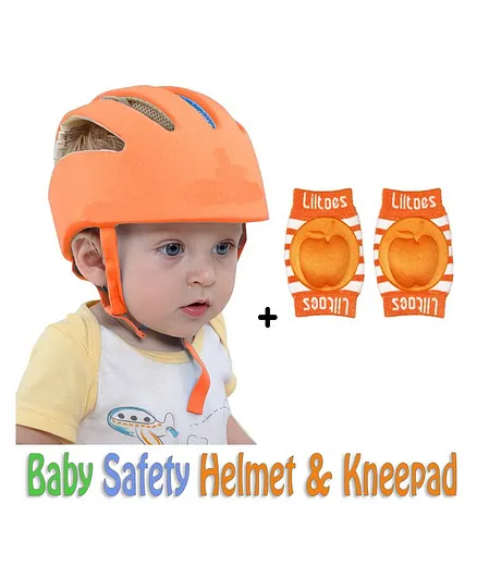 Liltoes Baby Safety Helmet & Knee Pads - Orange