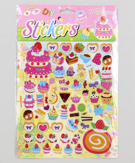 Cup Cakes Shape Wall Decor Stickers Multicolor 68 Pieces Online In