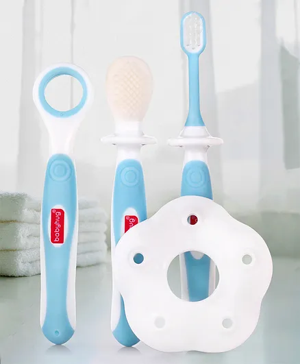 Babyhug 3 Stage Oral Care Set Cum Training Toothbrush - Blue