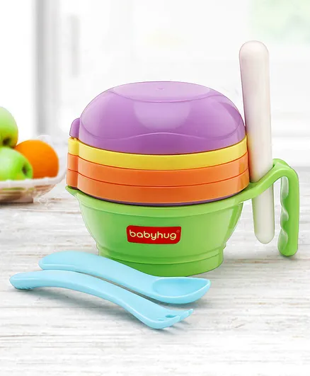 Babyhug Multi Purpose Baby Food Grinding Bowl - Purple Green