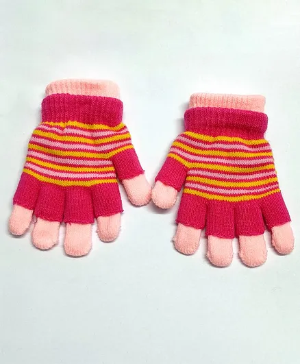 Kid-O-World Striped Gloves - Pink