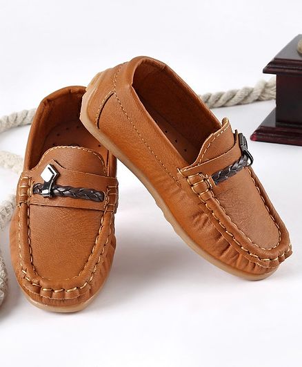 Babyhug Party Wear Loafer Shoes - Brown 