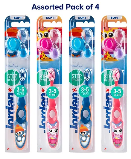 Jordan Step by Step Toothbrushes With Timer - Pack of 4 (Colour May Vary)