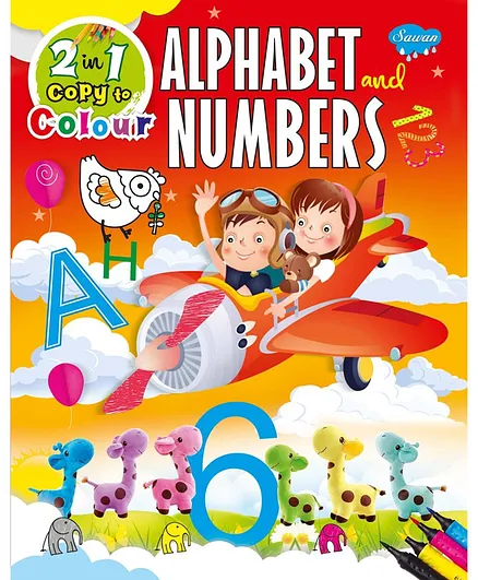 Sawan 2 In 1 Copy to Colour Alphabet and Number Book  - English