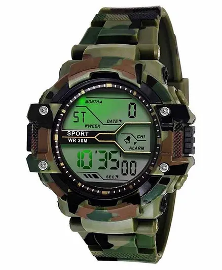 Skylofts Digital Watch With 7 Color Lights - Green