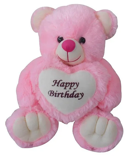 Frantic Teddy Bear Soft Toy with Heart Pink - Height 32 cm