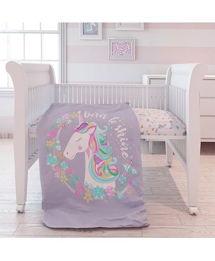 Fancy Fluff Organic Comforter Unicorn Print - Purple