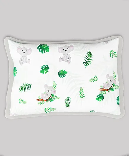 Fancy Fluff Organic Cotton Rai Pillow with Cover Koala Print - White Grey