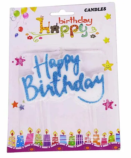Funcart Happy Birthday Glitter Cake Topper Candle - Blue
