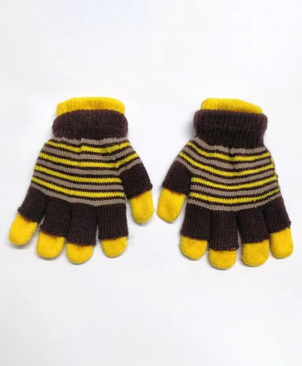 Kid-O-World Striped Gloves - Brown & Yellow