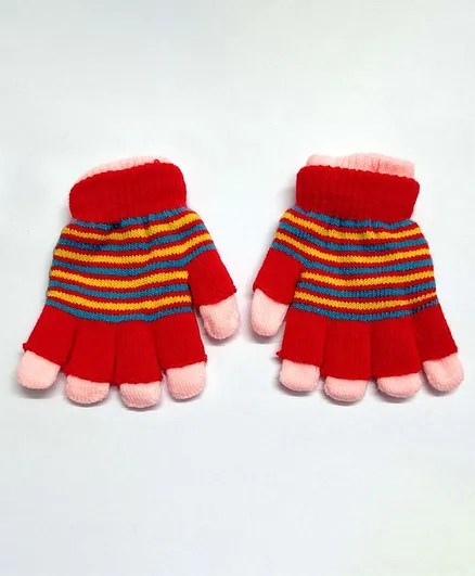 Kid-O-World Striped Gloves - Red