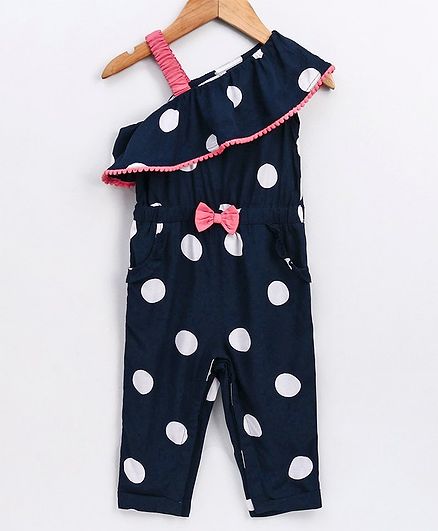 navy blue polka dot jumpsuit