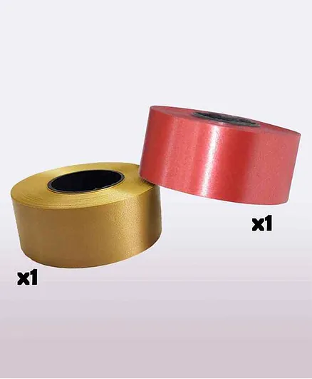 Shopperskart Plastic Ribbons Red Golden - Set of 2