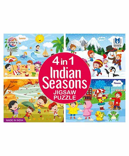 Ratnas 4 In 1 Indian seasons Jigsaw Puzzle Multicolor - 140 Pieces