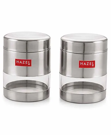 Hazel Stainless Steel Transparent Container Set of 2 Silver - 400 ml each