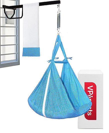 Offer on VParents Infant Swing Cradle with Metal Window Hanger – Blue at Rs. 1568.95