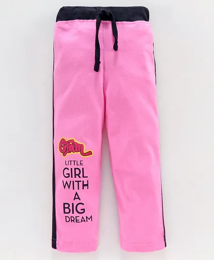 Eteenz Full Length Track Pant Text Print - Pink