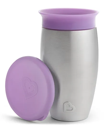 Munchkin Miracle Stainless Steel Sippy Cup Cum Tumbler Purple - 296 ml