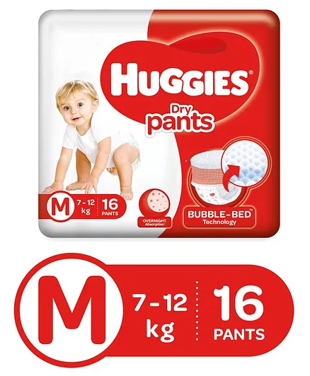 Huggies Dry Pants Medium Size Diapers - 16 Pieces