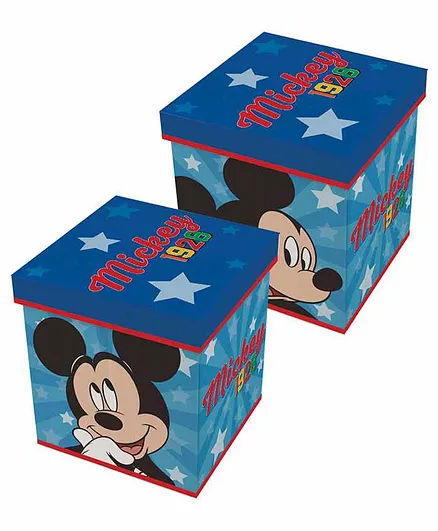 Arditex Disney Mickey Mouse Fabric Foldable Storage & Stool Cube 1 Piece - Blue