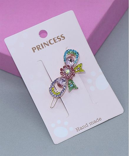 Tmw Kids Bow Detailed Diamond Party Hair Clip Multicolor For Girls