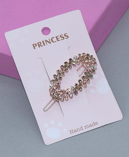 Tmw Kids Oval Detailed Diamond Party Hair Clip Gold For Girls 0