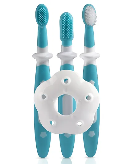 LuvLap BPA Free Training Toothbrush Set Pack of 3 - Blue