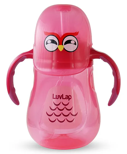 Luvlap Twin Handle Sipper Cup with Owl Print Pink - 280 ml
