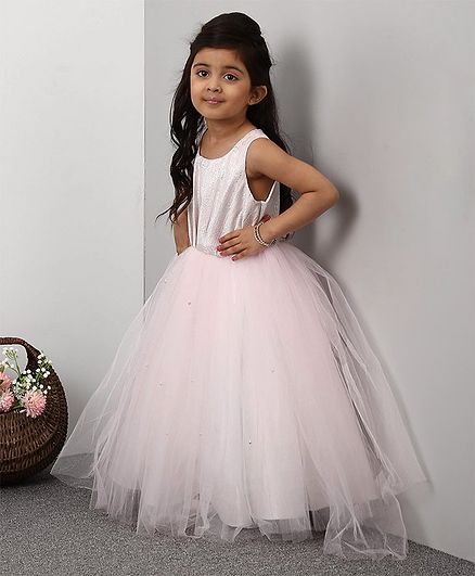 baby pink colour long frock