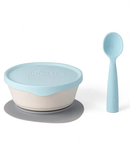 Miniware First Bite Suction Bowl with Spoon - Blue White