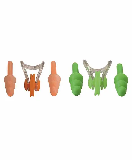 Passion Petals Silicone Ear Plugs & Nose Plug Set of 4 - Peach Green
