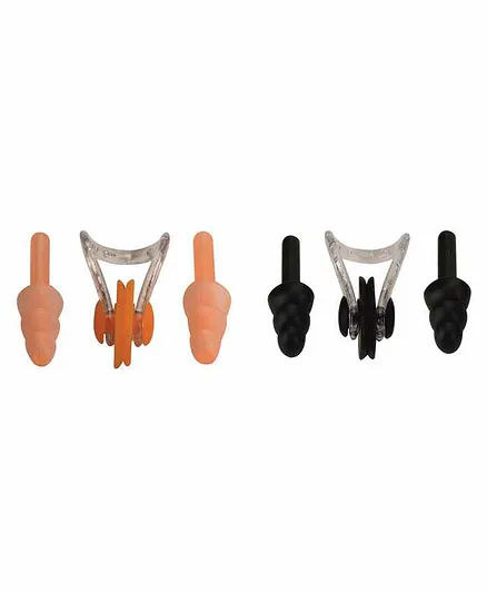 Passion Petals Silicone Ear Plugs & Nose Plug Set of 4 - Peach Black
