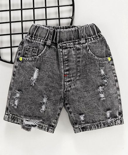 boys black ripped shorts