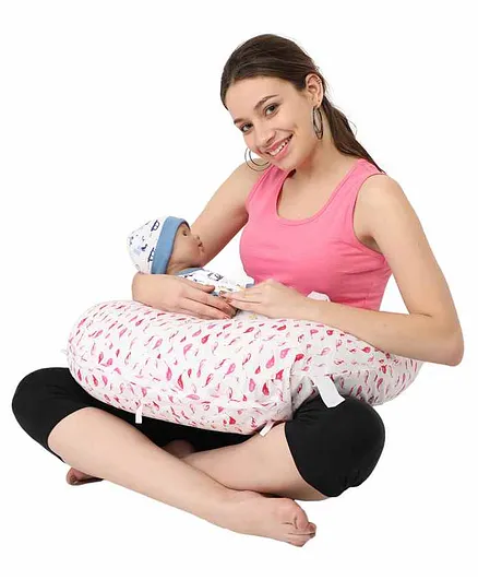 Nene Multifunction Nursing Printed Pillow - Pink White