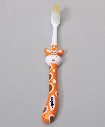 Tooth Brush with Ultra Soft Bristles Giraffe Design - Orange
