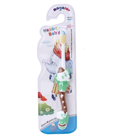Toothbrush With Ultra Soft Bristles Elephant Design - Green