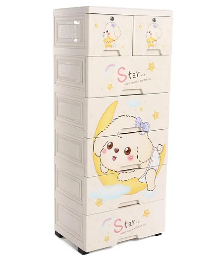 7 Compartment Storage Cabinet Dog Print - White