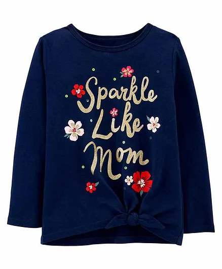 Carter's Sparkle Like Mom Tie-Front Jersey Tee - Navy Blue