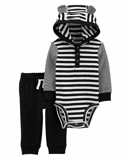 black and white striped 2 piece outfit