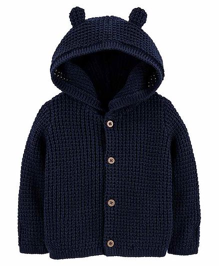 navy blue hooded cardigan