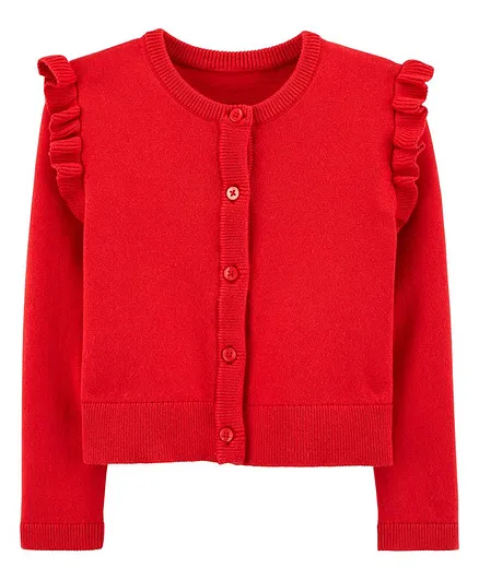 Infant Girls Carters Brand Red Sparkle Sweater Cardigan Size 3 6 9 24 Months 